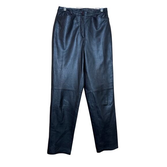 Vintage Willi Smith Black Leather Pants Size 10 Goth Y2K, Old Money, Rocker 90's - Picture 1 of 8
